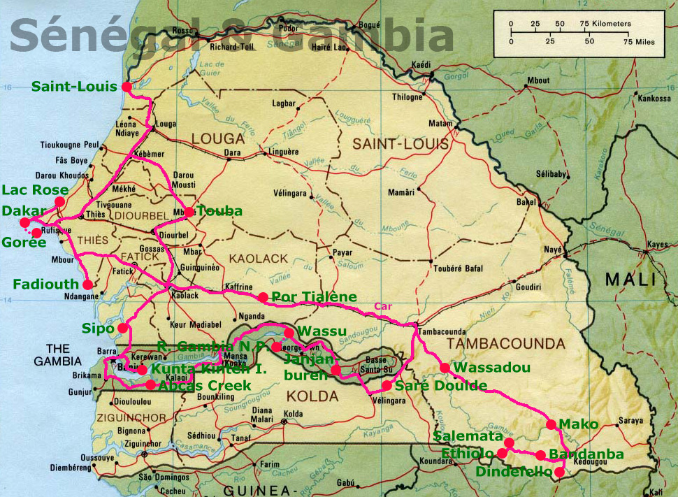Our route in S&eacute;n&eacute;gal and The Gambia